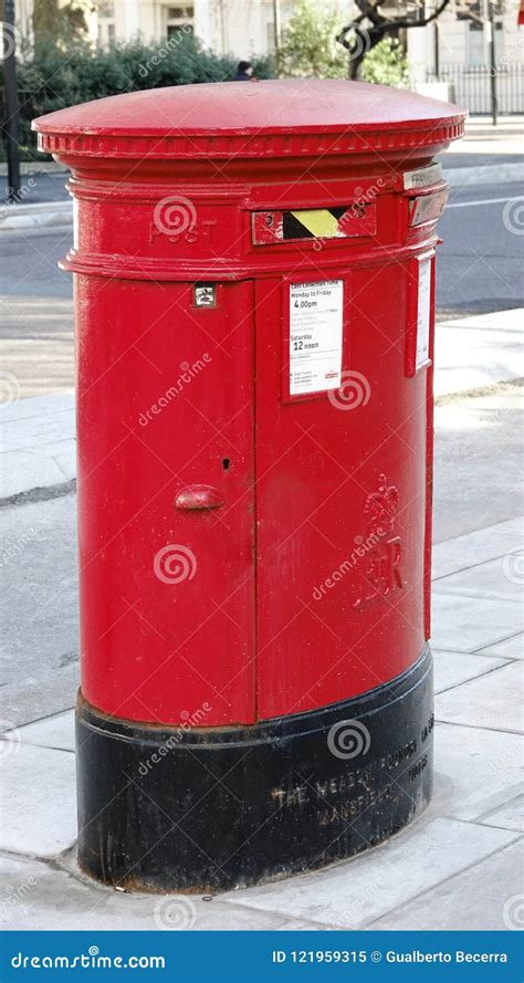 close    traditional london street mail box editorial image