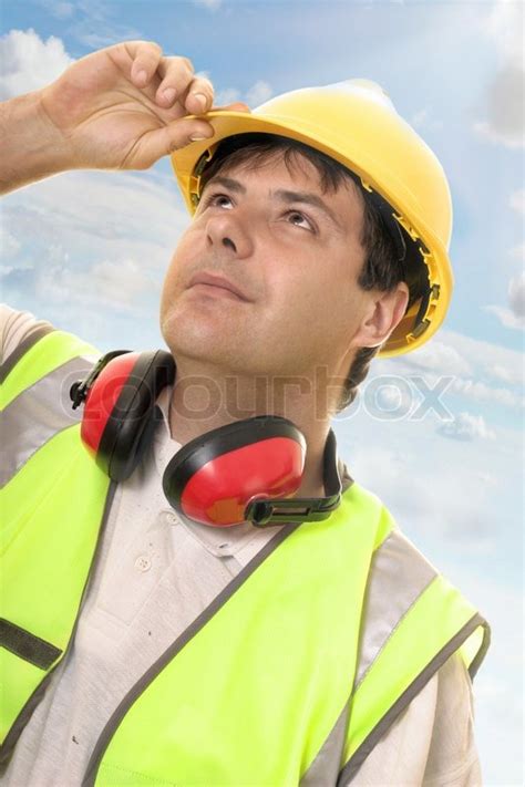 hard working builder construction stock image colourbox