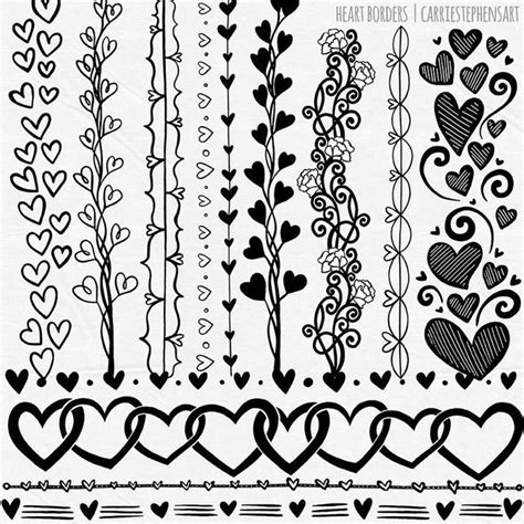 heart border clipart heart digital stamps printable etsy clip