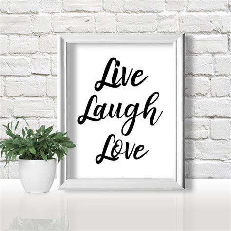 laugh love wall decor quote printable art motivational etsy