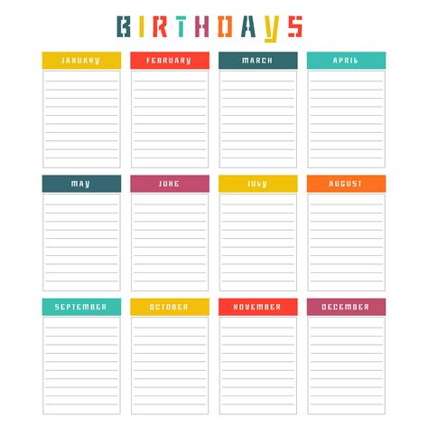 office birthday list printable printableecom