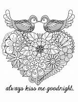 Coloring Valentines Pages Adults Kiss Goodnight Kids sketch template
