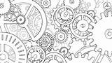 Gears Drawing Cogs Clock Steampunk Coloring Gear Drawings Mechanical Background Color Drawn Metal Hand Wheels Patterns Paintingvalley Pages Loop Seamless sketch template