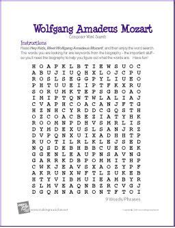 wolfgang amadeus mozart composer word search worksheet