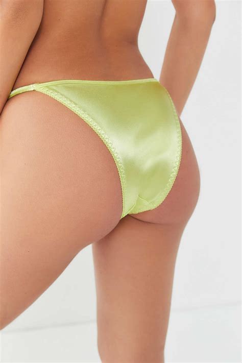 out from under one and only satin string bikini in green lyst