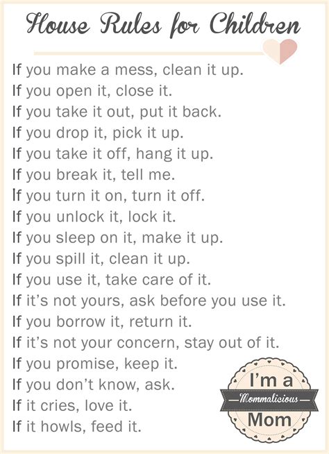 house rules   children printable parenting blog mom forum south africa mommalicious