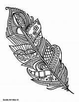 Coloring Pages Feather Doodle Printable Visit Mandala sketch template