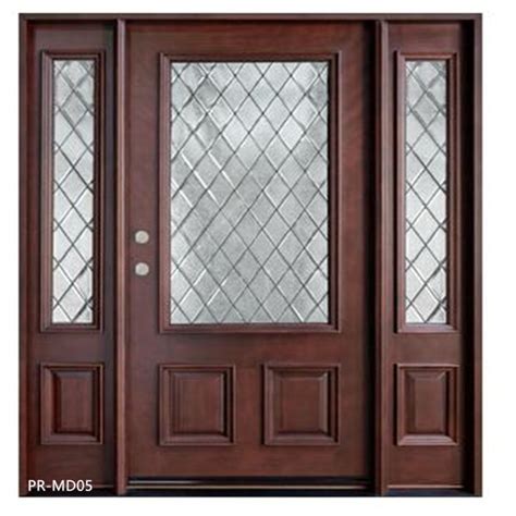 Entrance Swing Solid Wooden Door With Tempered Glass