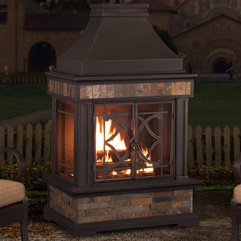 sunjoy heirloom steel wood burning outdoor outdoor fireplace reviews wayfair