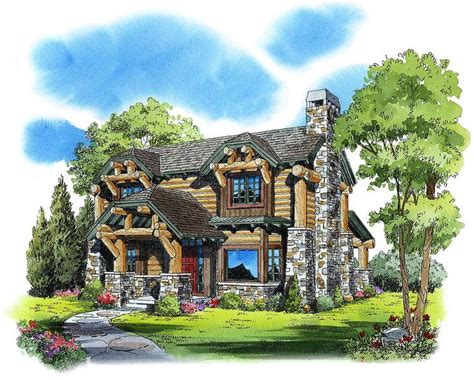 plan kn  bed mountain home plan  large covered rear deck log cabin floor plans