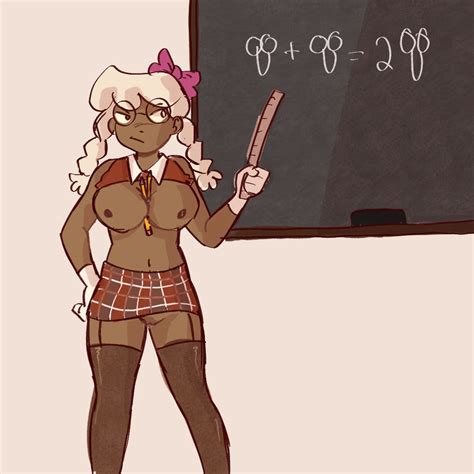 Rule 34 1girls Banbaleena Bow Breasts Chalkboard Classroom Dark