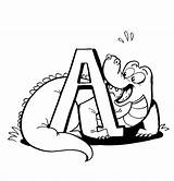 Alligator Coloring Pages Kids Color Printable Cartoon Clipart Library sketch template