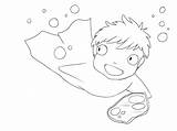 Ponyo Coloring Pages Susuke Tale Magical Goldfish Boy His Template Trulyhandpicked Prints sketch template