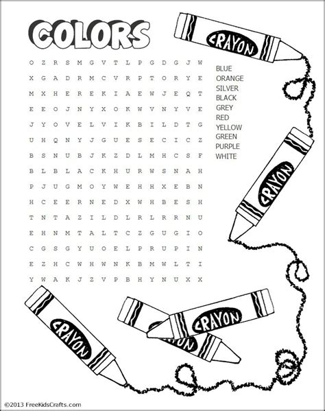 color word search printable