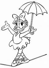 Coloring Daisy Duck Minnie Pages Mouse Umbrella Ducks Donald Boyama Umbrellas Acrobat Preschool Pano Seç Rope Holding Walking While Getcolorings sketch template