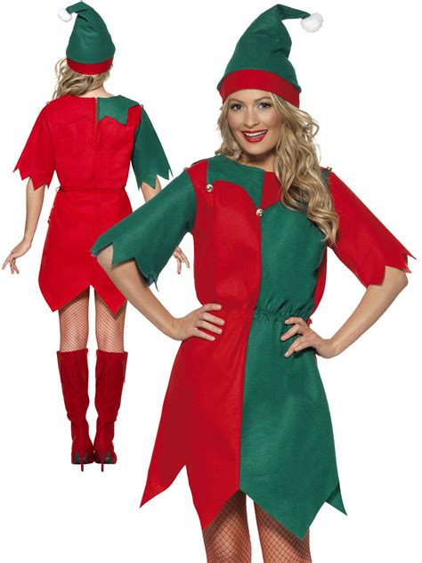 ladies elf costume adult christmas fancy dress womens santas helper