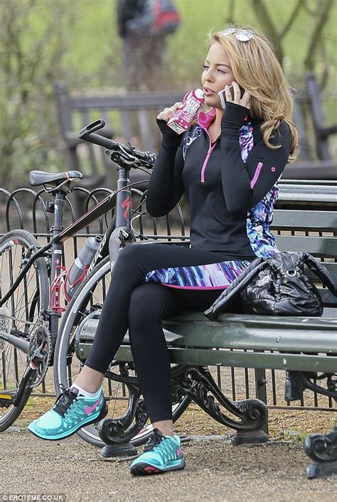 Towie S Lydia Bright Slips Into A Colourful Lycra Ensemble As She