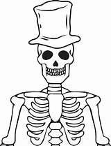 Skeleton Coloring Pages Kids Halloween Printable Drawing Human Skeletons System Skeletal Easy Print Draw Template Hat Skull Wearing Color Book sketch template