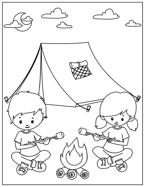 camping color pages kidsworksheetfun