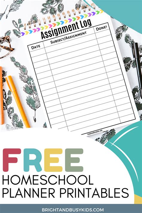 printable homeschool planner bright  busy kids homeschool