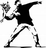 Banksy Thrower Symbolic Graffiti Bansky sketch template