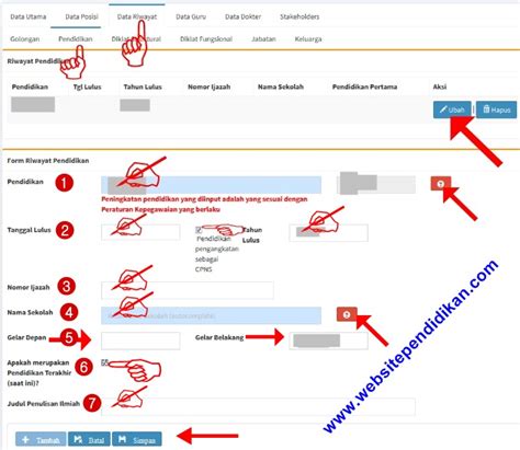 mengisi data riwayat pendidikan pns  epupns baca material