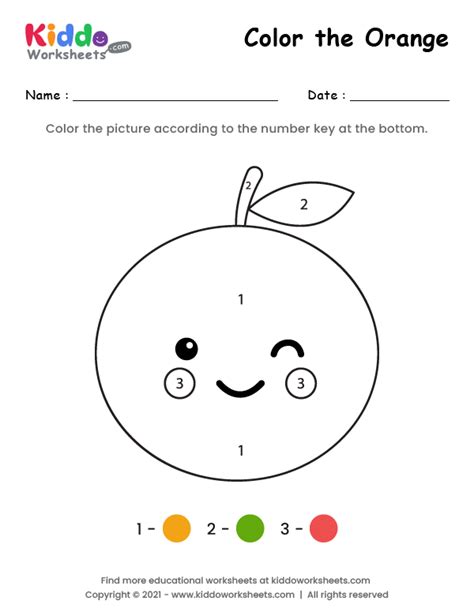 printable color  orange worksheet kiddoworksheets