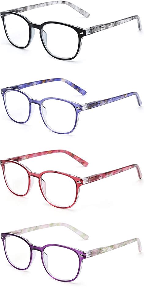 jm reading glasses set of 4 quality spring hinge readers men women