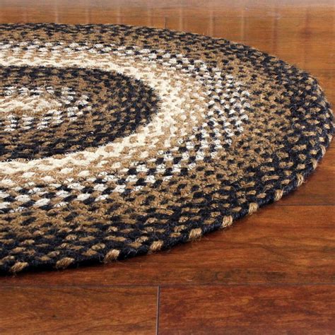 braided area rug black tan cream oval rectangle primitive country