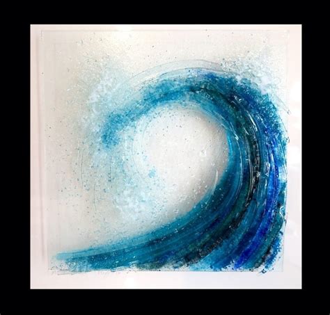 Crashing Wave Framed Picture With Fused Glass By Dreya