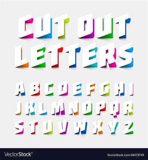 alphabet letters cut   paper royalty  vector