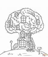 Coloring Pages Tree House Treehouse Library Clipart sketch template
