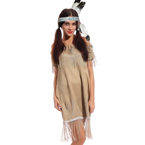 new sexy indian woman squaw costume pocahontas ladies womens fancy