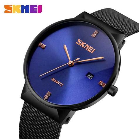jam tangan pria original analog stainless skmei cs biru