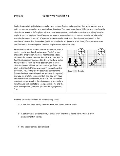 physics vector worksheet