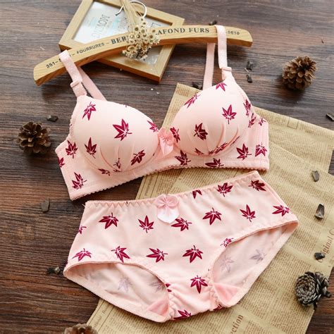 pastoral floral bra sets japanese lady sexy underwear briefs three
