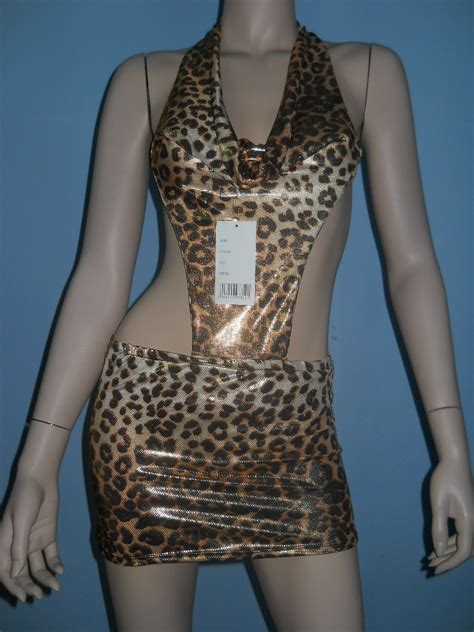 fashion care 2u fc2u cw033 leopard sexy fashion clubwear dress g string