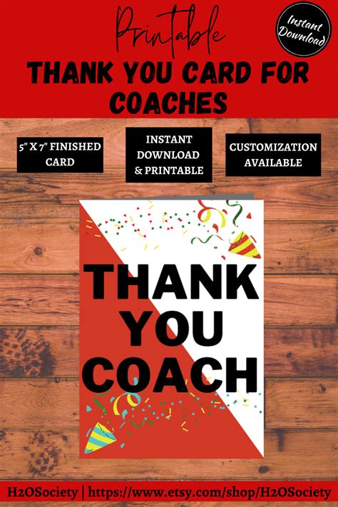 printable coach card   coach   etsy
