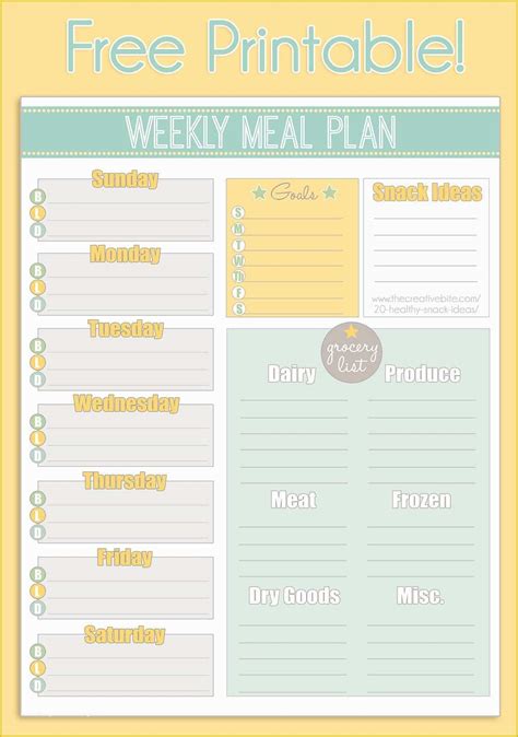 Free Weekly Meal Planner Template Of Week Planner Meal Page Blank