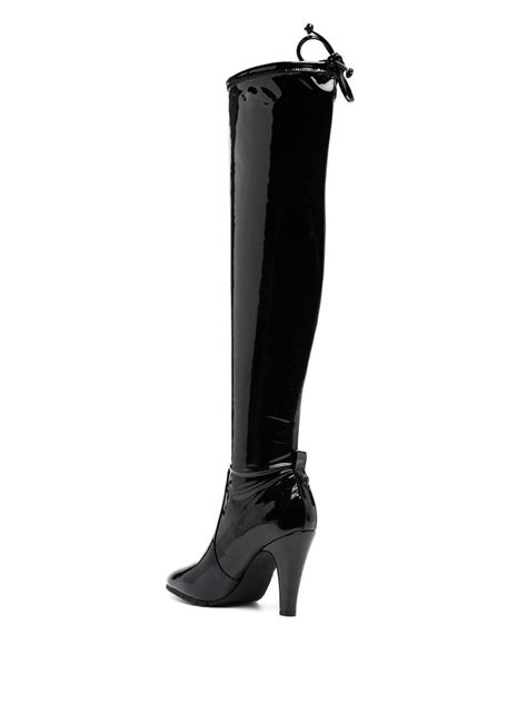 kurt geiger shoreditch patent thigh high boots in black modesens