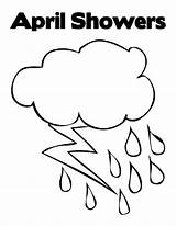 Showers April Coloring Raindrop Color sketch template