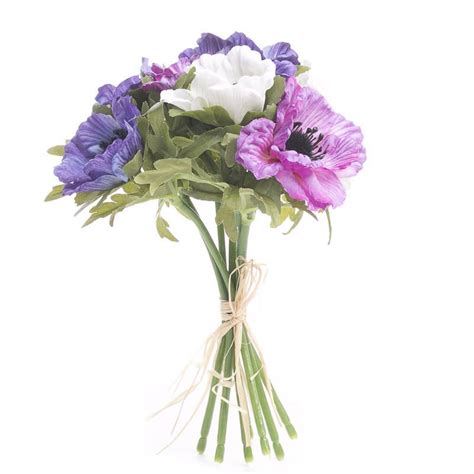 artificial purple anemone silk flower bundle bushes