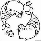 Mermaid Coloring Pages Kitty Hello Cat Printable Unicorn Colouring Pusheen sketch template