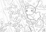 Ponyo Ghibli Miyazaki Hayao Petite Kiki トトロ Coloringhome Spirited Totoro Imprimer Dessin sketch template