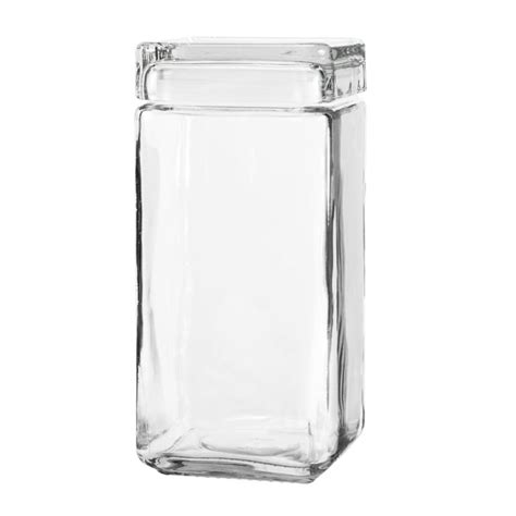 Anchor Hocking Stackable Square Glass Canister Jar With Glass Lid 2 3