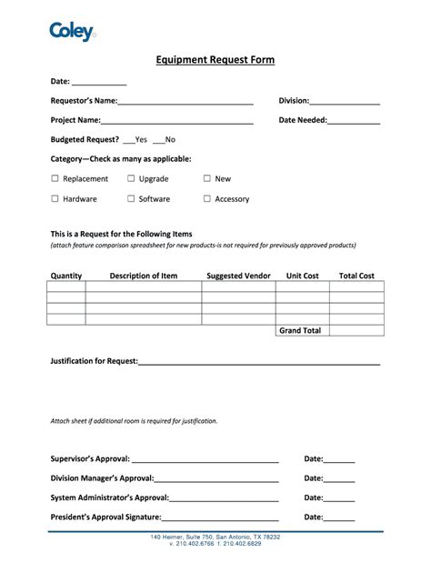 equipment request form fill  printable fillable blank