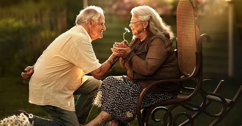 elderly couples pose for engagement style photo shoots popsugar love