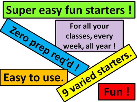 starters super easy  fun teaching resources