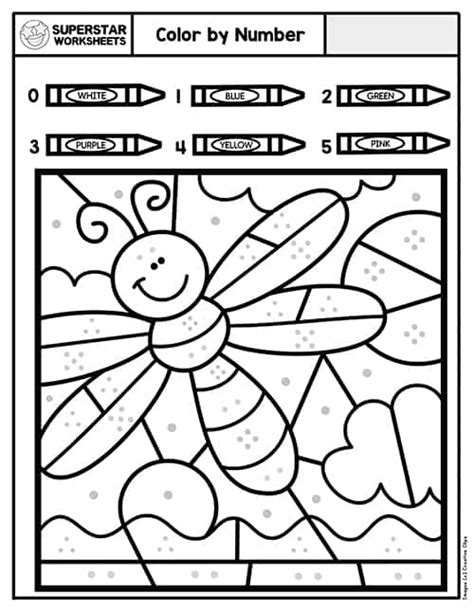 color  numbers worksheets  kindergarten printable kindergarten