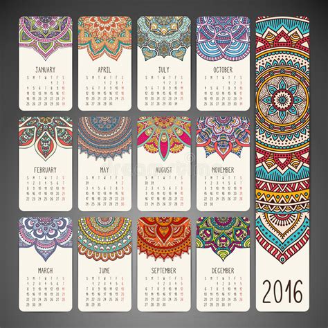 calendar   mandalas stock vector illustration  mystical design